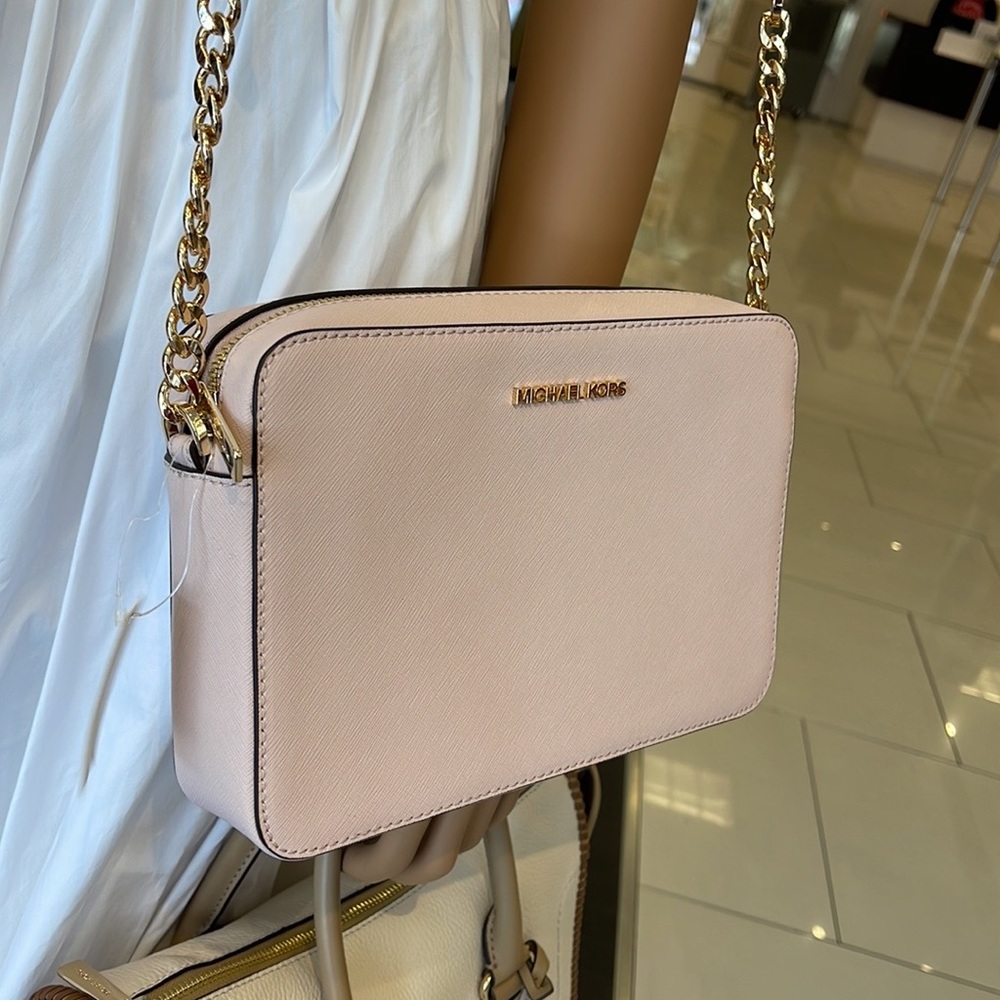Michael Kors Jet Set Item Large East West Zip Crossbody Leathr Powder Blush/Pink - Picture 15 of 16